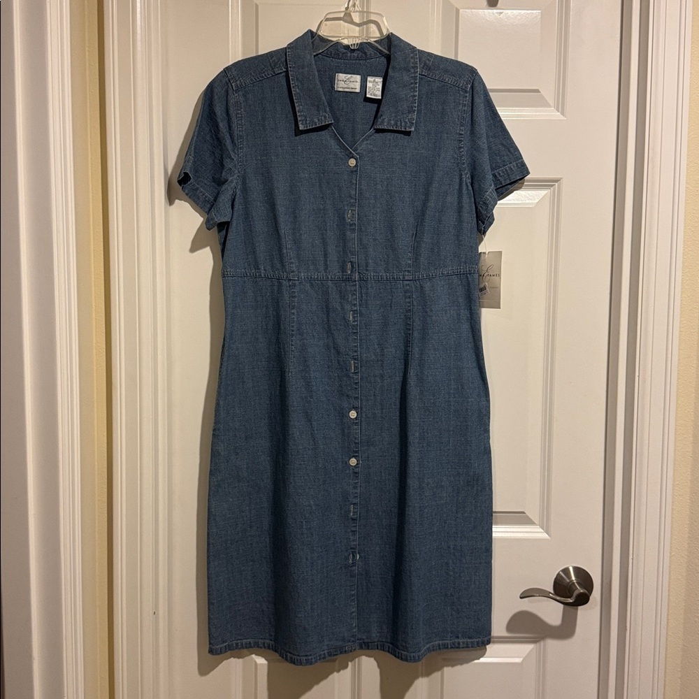 Lands' End Blue Chambray Shirt Dress